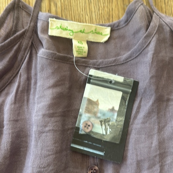 UO Staring At Stars Boho Purple Cold Shoulder Top - Picture 4 of 5